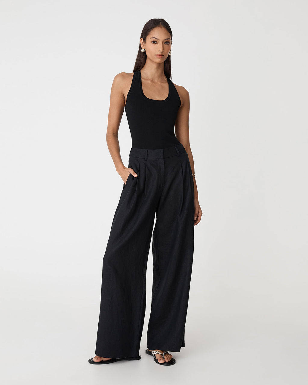 Valentine Scoop Neck Tank in black — full-length view