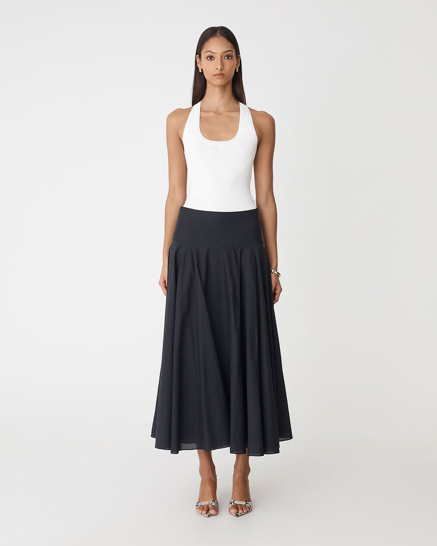 Valentine Scoop Neck Tank in ivory — full-length view