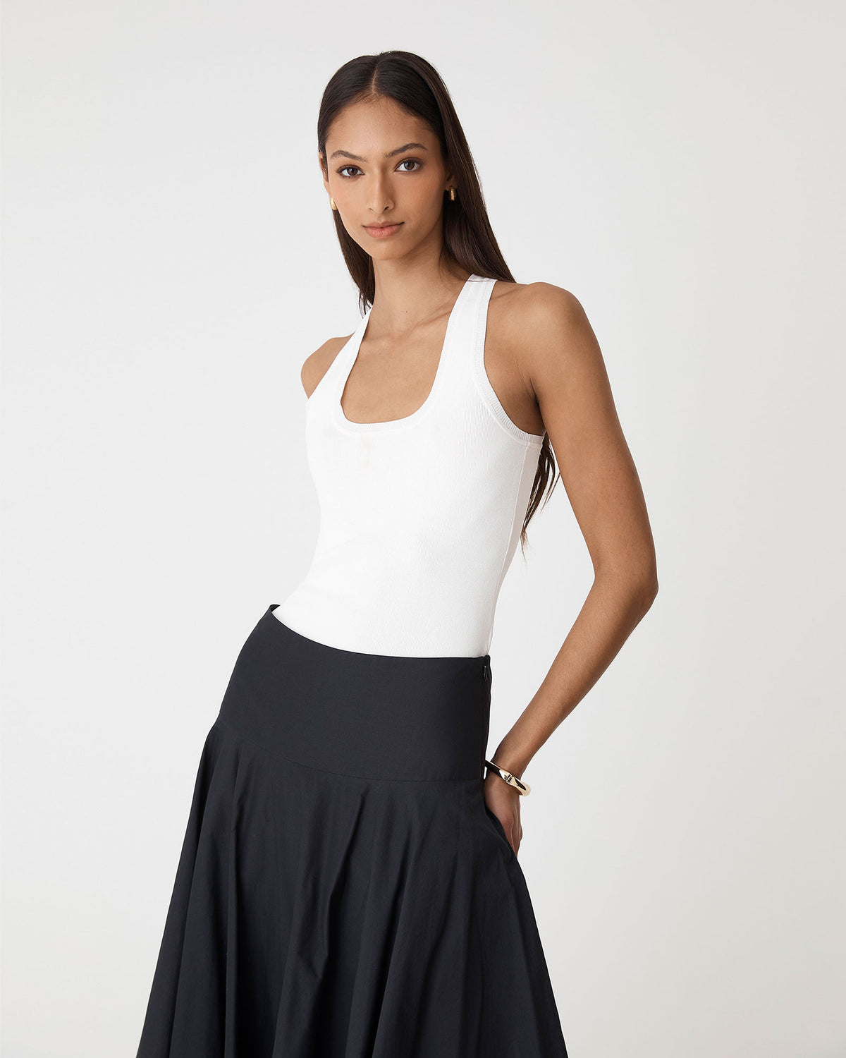 Valentine Scoop Neck Tank in ivory — side view