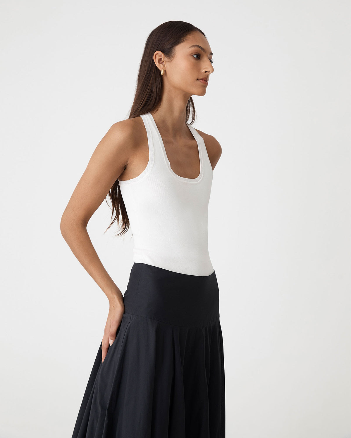 Valentine Scoop Neck Tank in ivory — side view 2