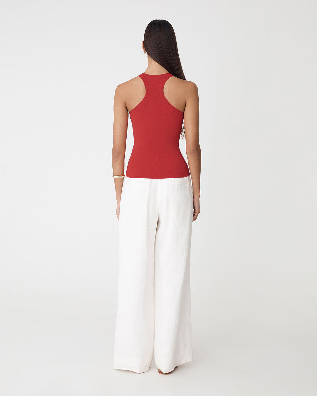 Valentine Scoop Neck Tank in red — back view