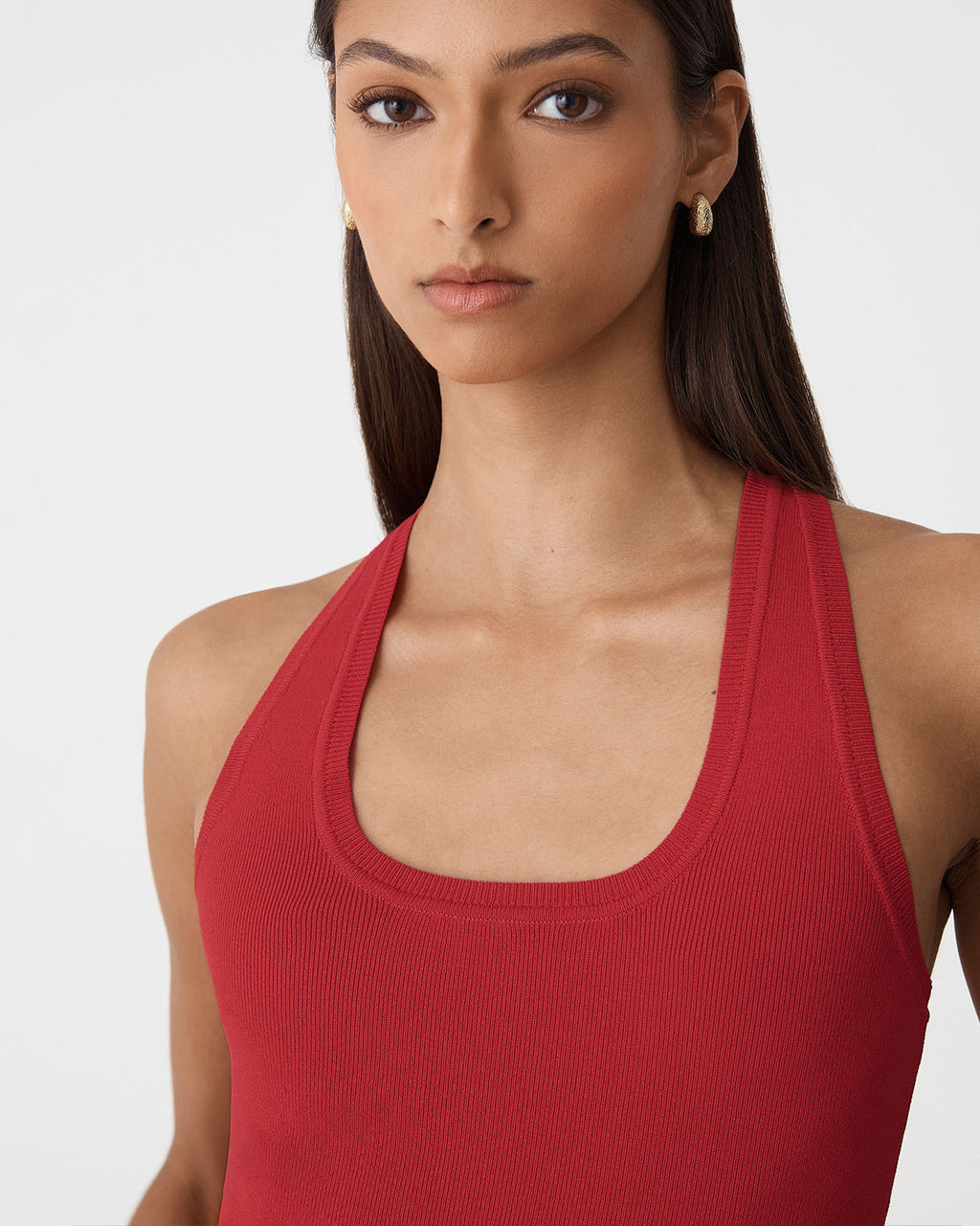 Valentine Scoop Neck Tank in red — fabric detail 2