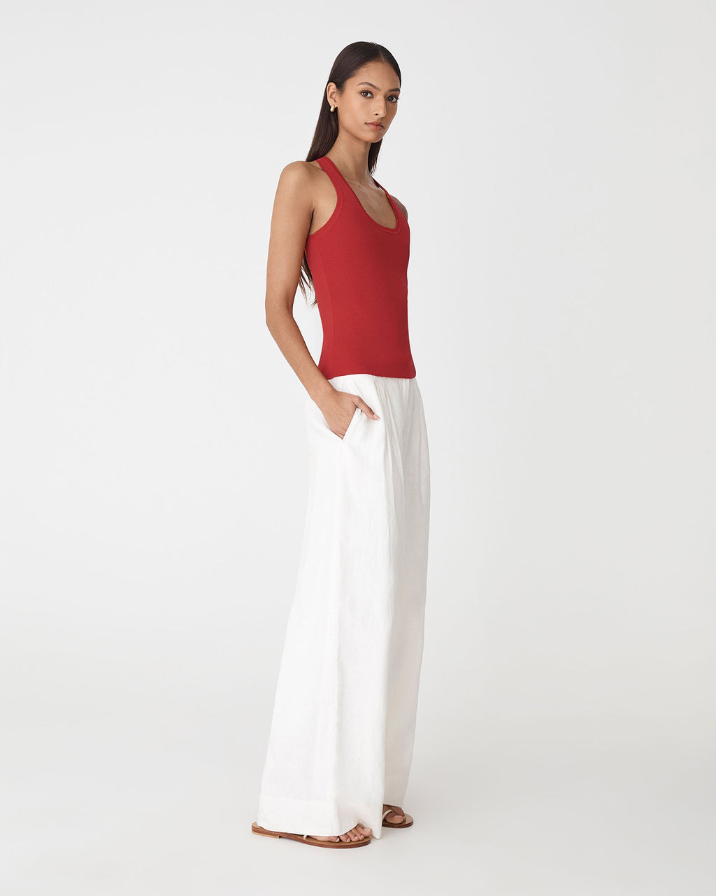 Valentine Scoop Neck Tank in red — side view