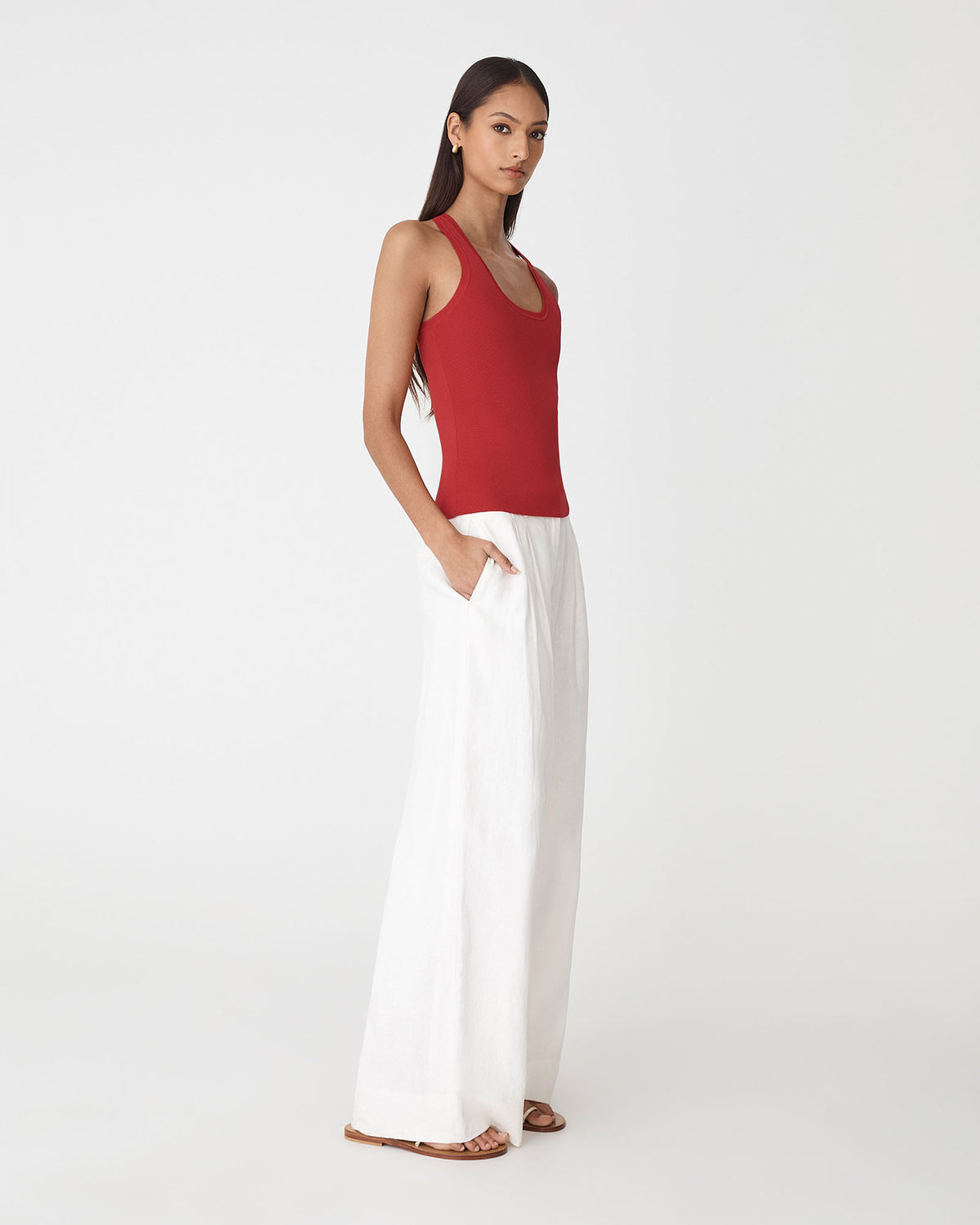 Valentine Scoop Neck Tank in red — side view