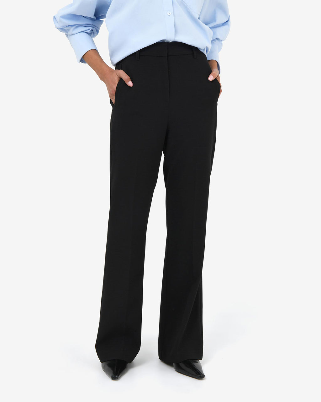 Maris Bootleg Pants in black — close-up view
