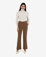 Maris Bootleg Pants in carob — full-length view