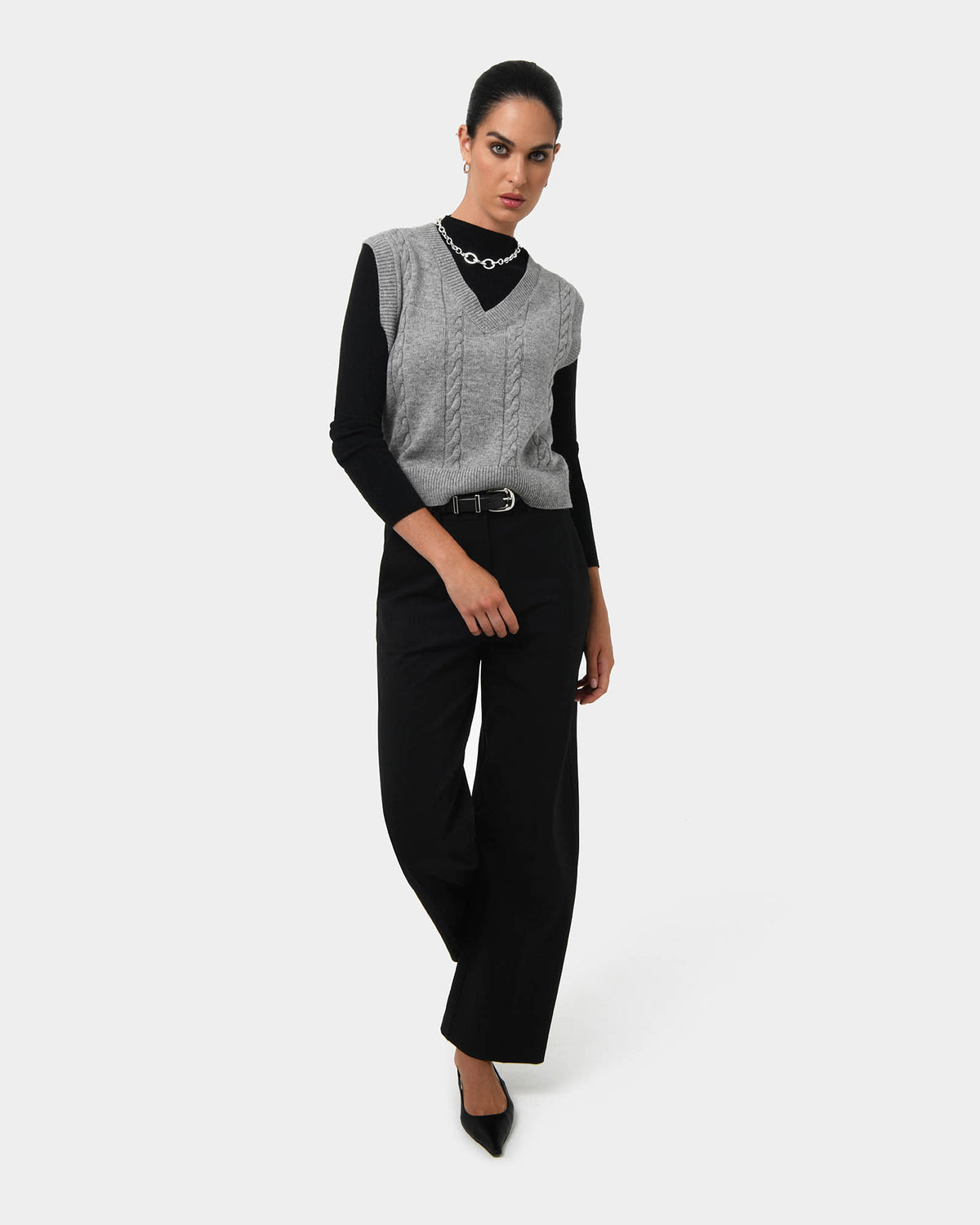 Gordon Straight Leg Pants in black — full-length view