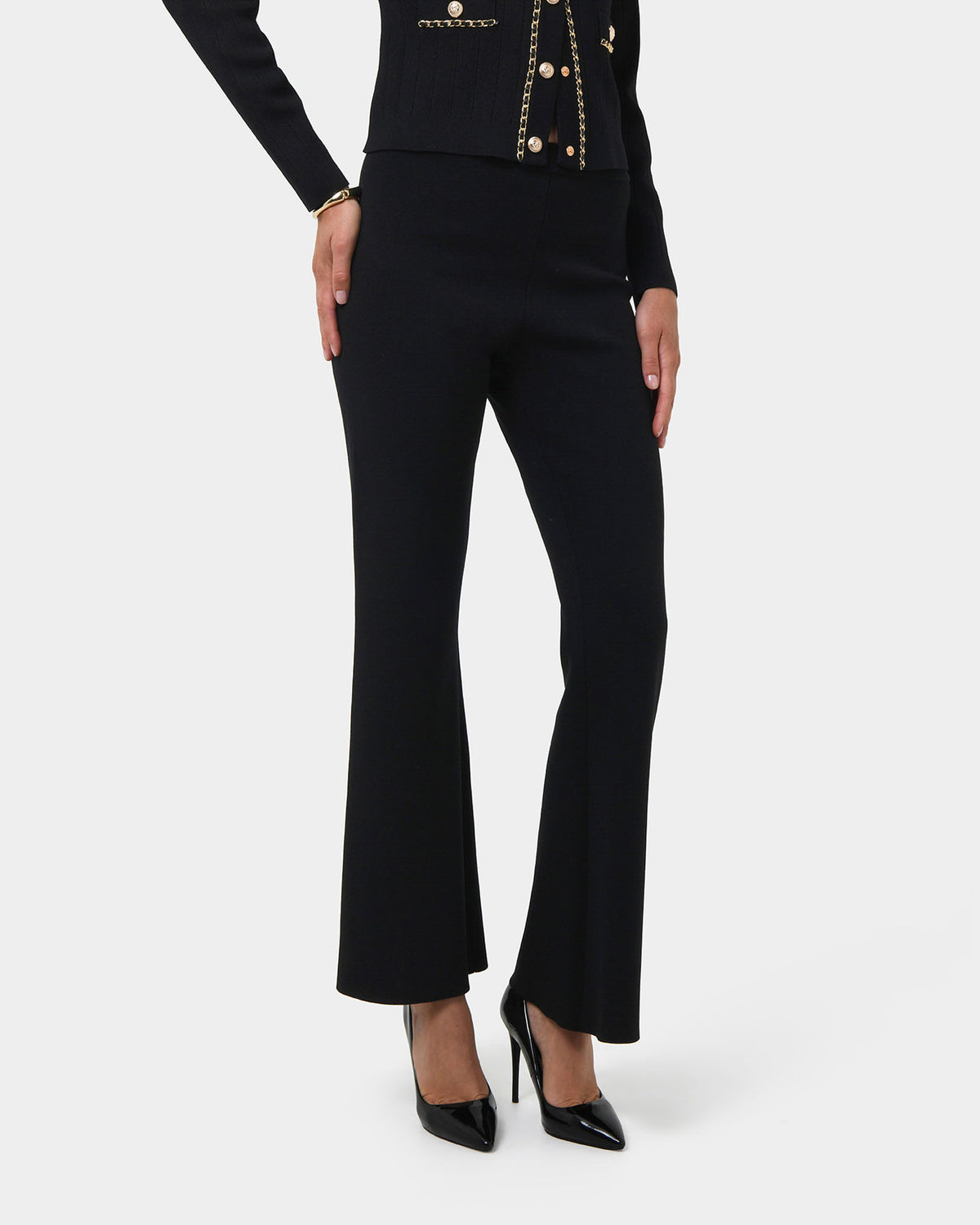 Jordy Flared Knit Pants in black — view 2