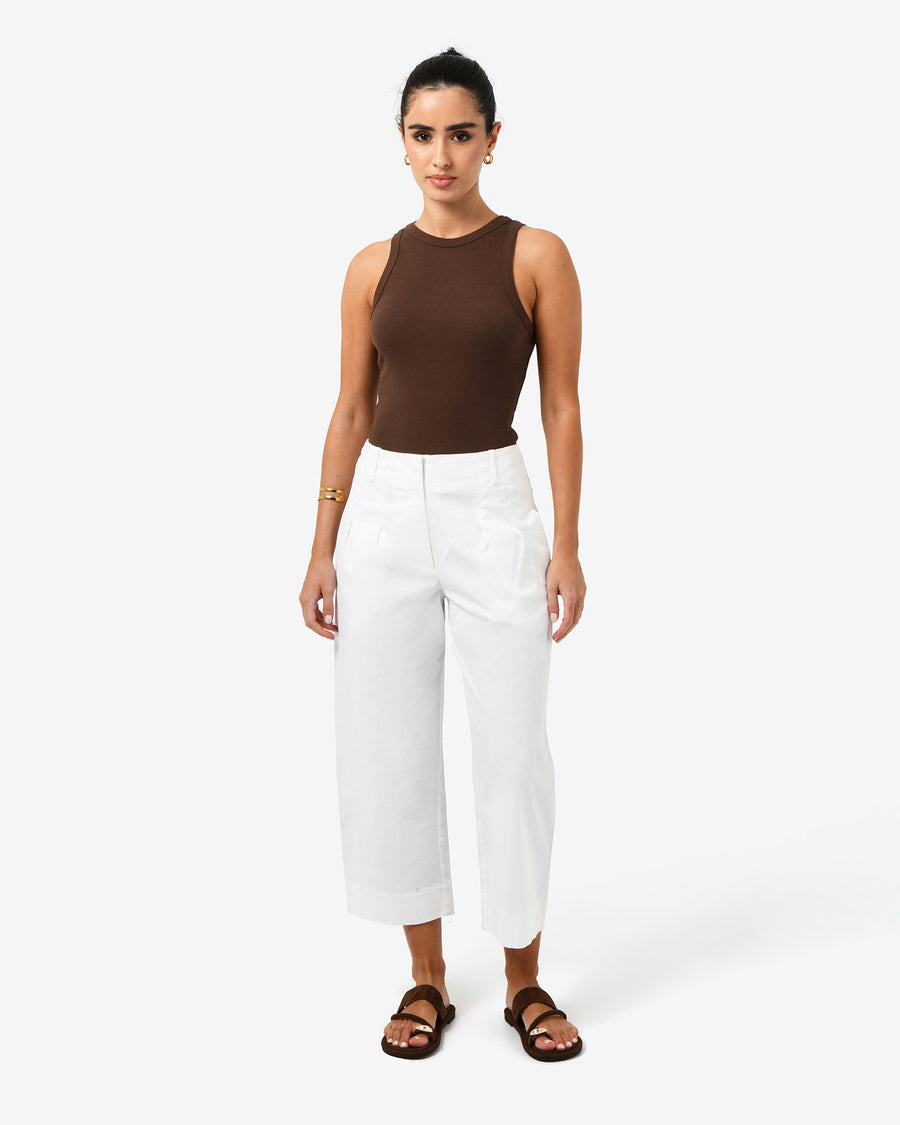Dallas Barrel Leg Pants in ivory — full-length view