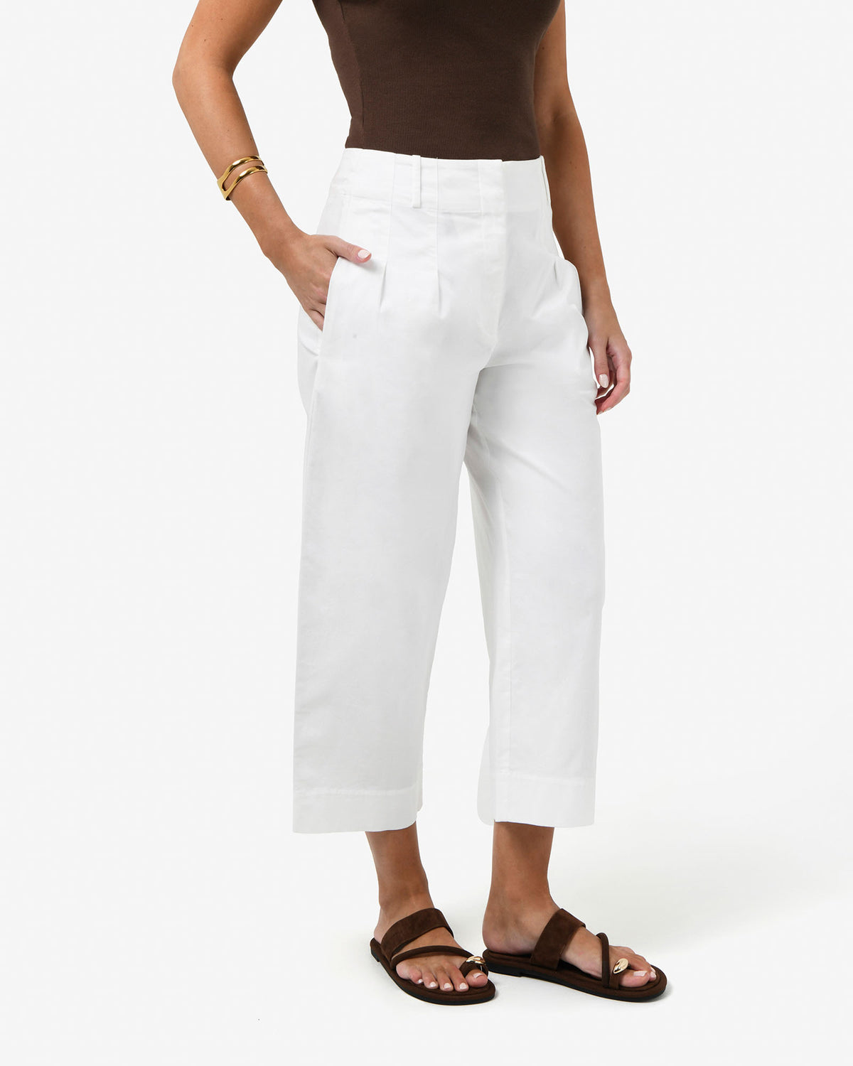 Dallas Barrel Leg Pants in ivory — side view