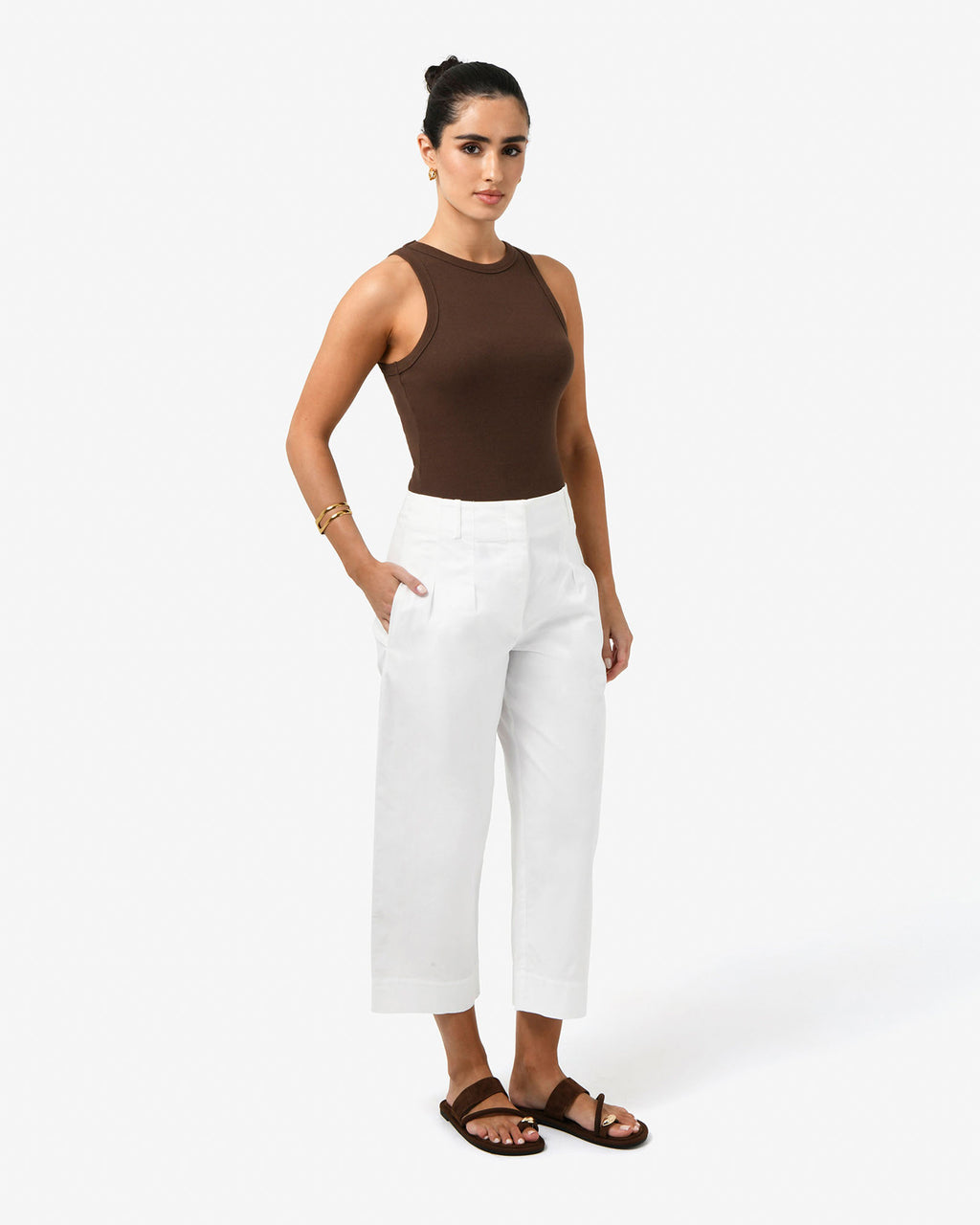 Dallas Barrel Leg Pants in ivory — side view 2