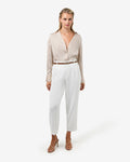 Ganni Tapered Pants in ivory — full-length view