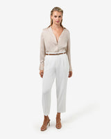 Ganni Tapered Pants in ivory — full-length view