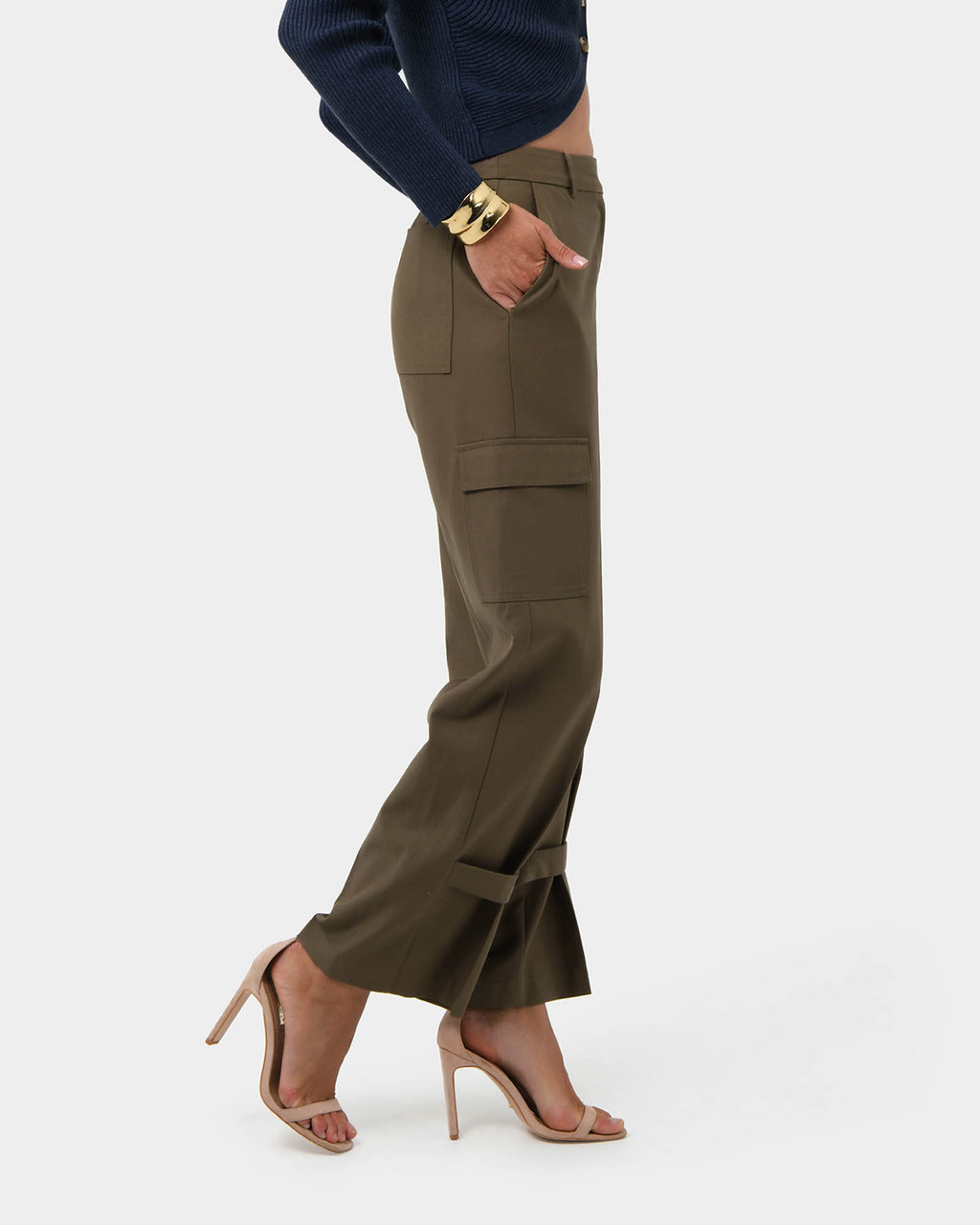 Abigail Cargo Relaxed Pants in khaki — side view