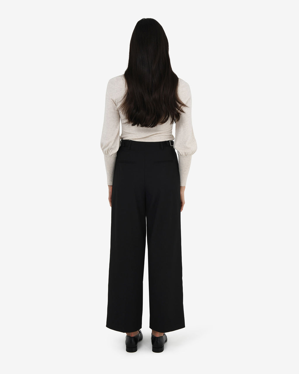 Milan Adjustable Waist Pants in black — back view