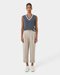 Antonia Relaxed Cuff Pants in beige — full-length view
