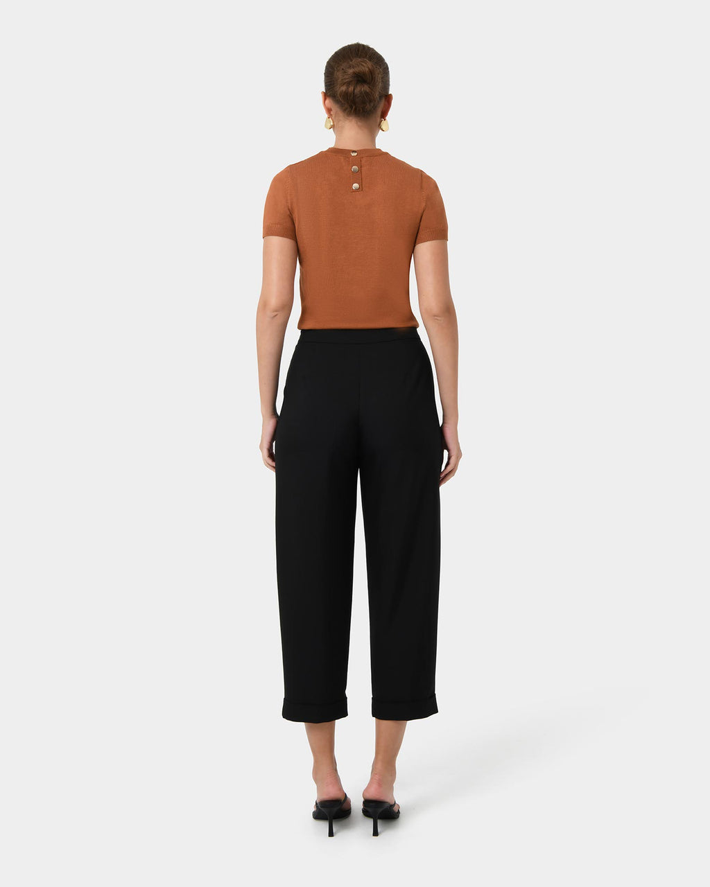 Antonia Relaxed Cuff Pants in black — back view