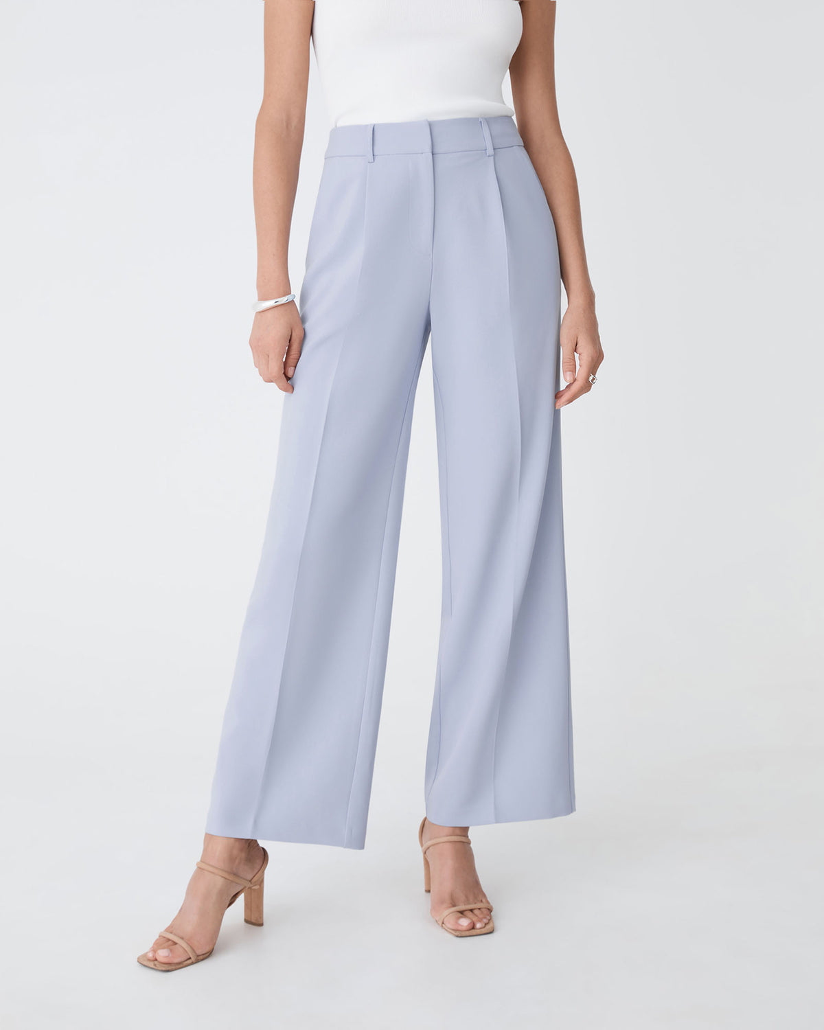 Nikki Tailored Pants in dusk blue — close-up view