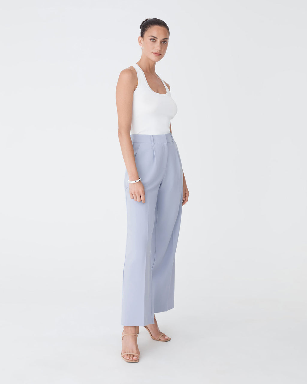 Nikki Tailored Pants in dusk blue — side view