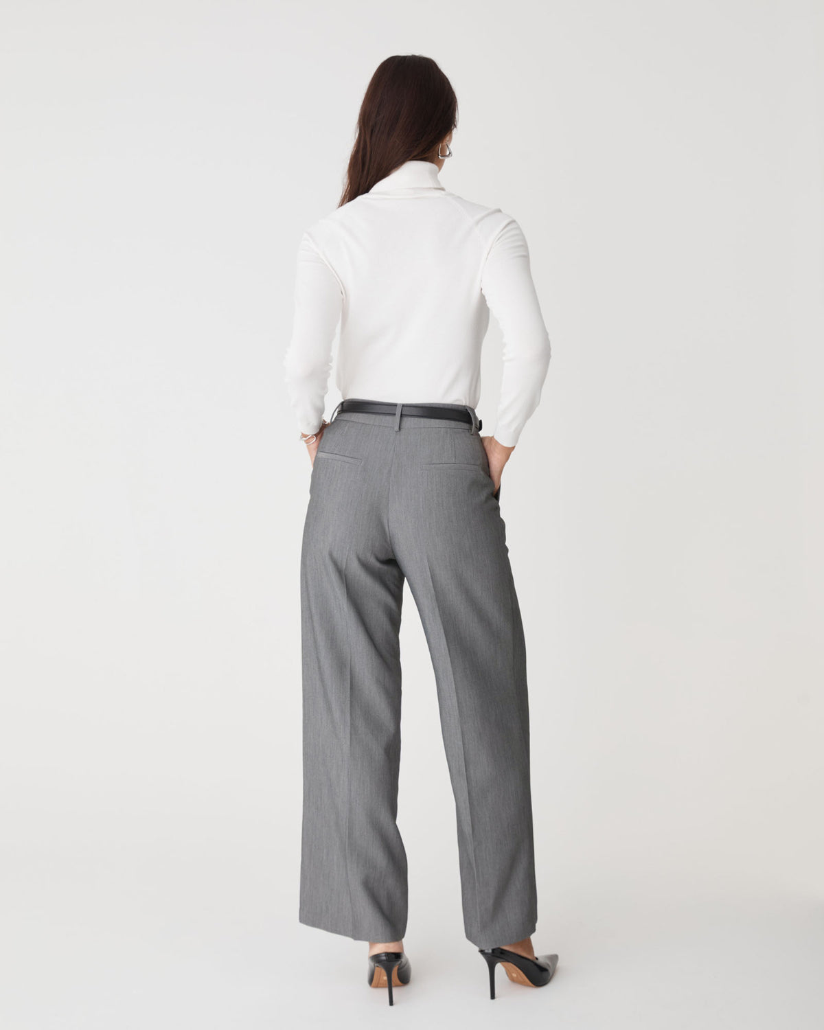 Nikki Tailored Pants in melange grey — back view