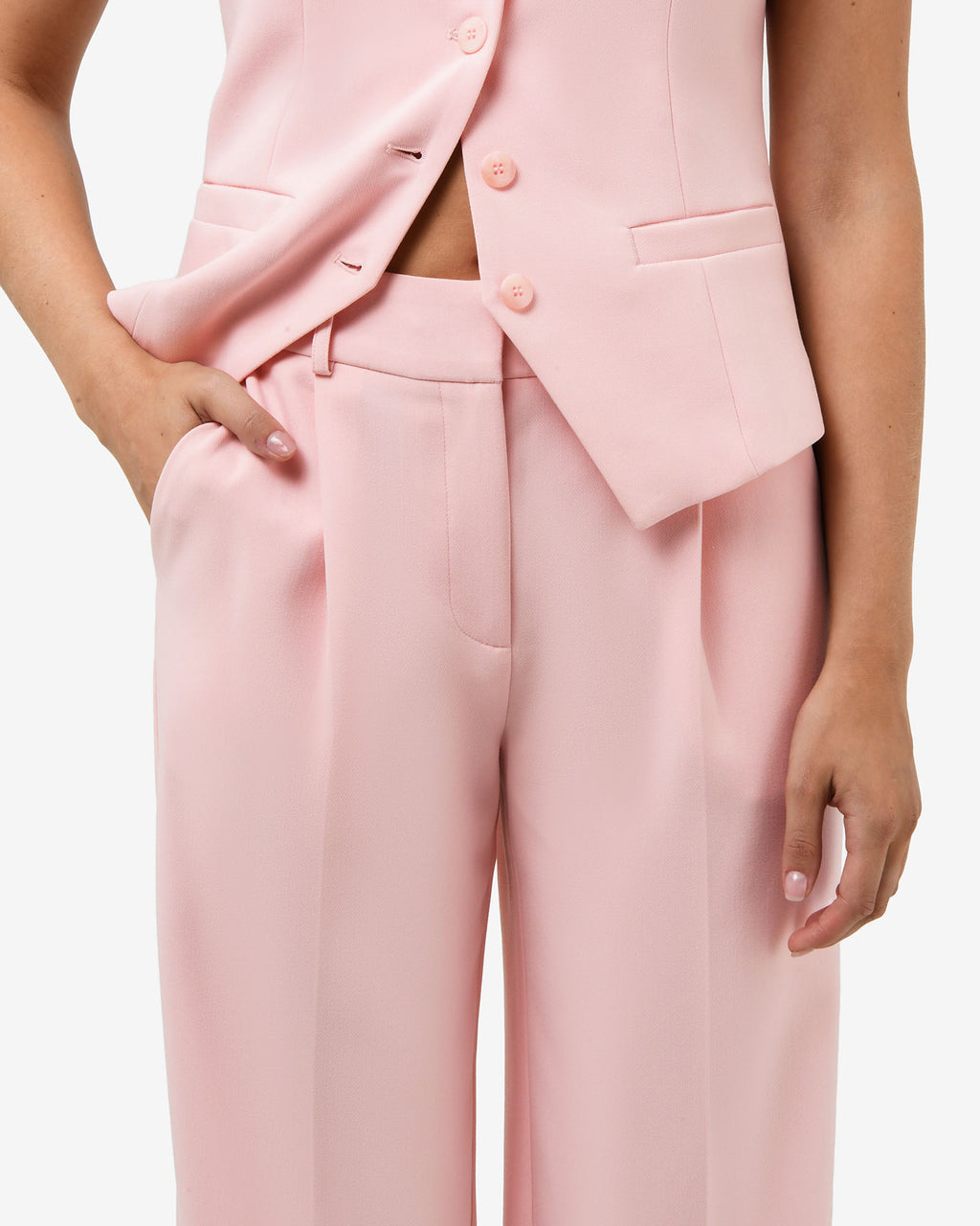 Nikki Tailored Pants in pink — fabric detail