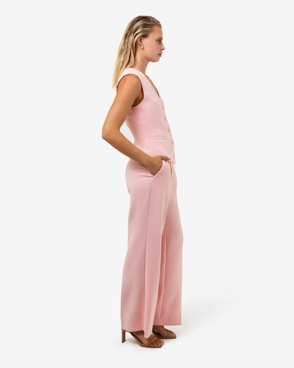 Nikki Tailored Pants in pink — side view