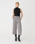 Flynn Wide Leg Culottes in beige check — full-length view