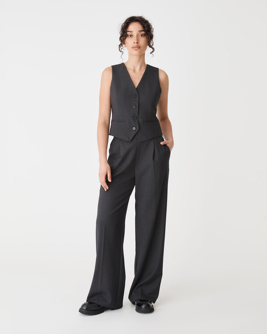 Westwood Elastic Waist Pants in charcoal — full-length view
