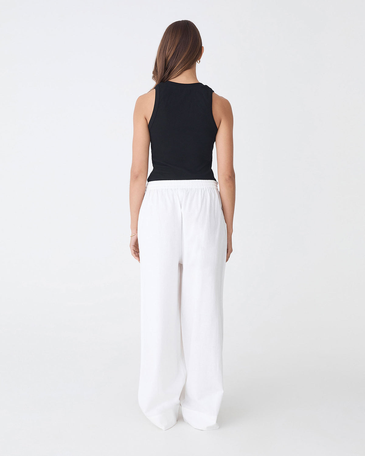 Bronte Cotton Drawstring Pants in ivory — back view