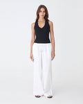Bronte Cotton Drawstring Pants in ivory — full-length view
