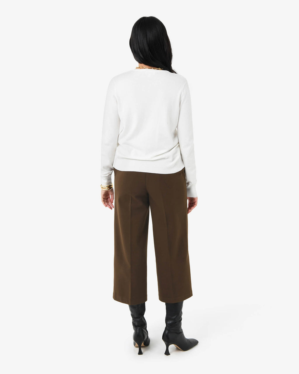 Brighton Wide Leg Culottes in chocolate — back view