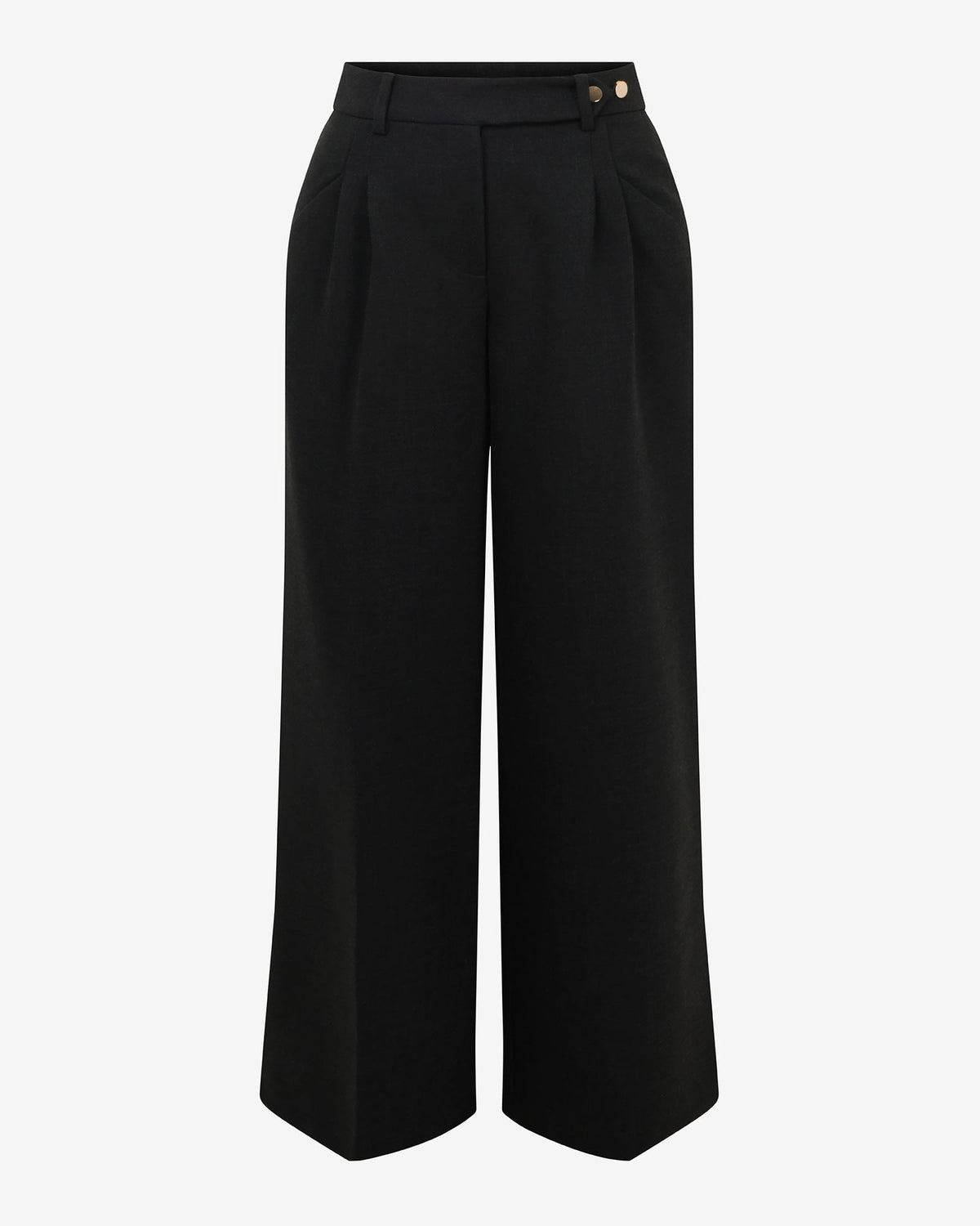 Dolly Pleated Wide Leg Pants in black — product-only view
