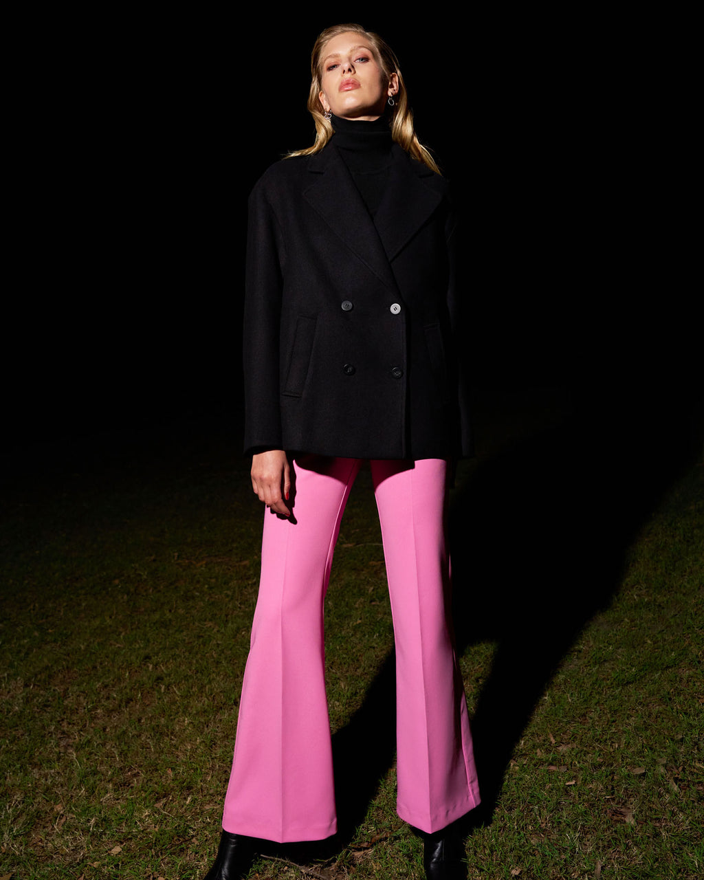 Belmore Crepe Flared Pants in bubblegum — alternate view