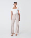 Koora Check Wide Leg Pants in beige check — full-length view