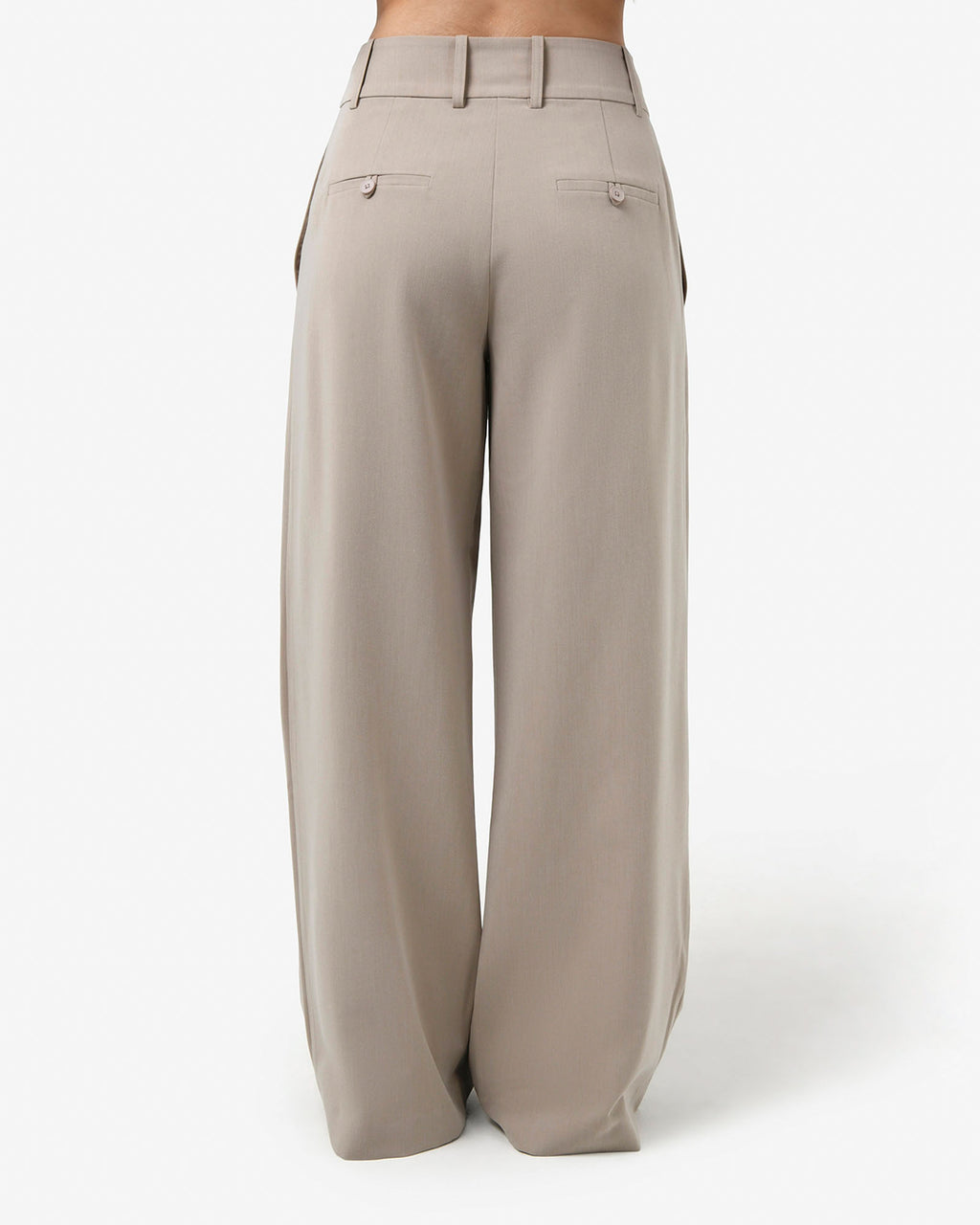 Milton Wide Leg Pants in khaki — back view