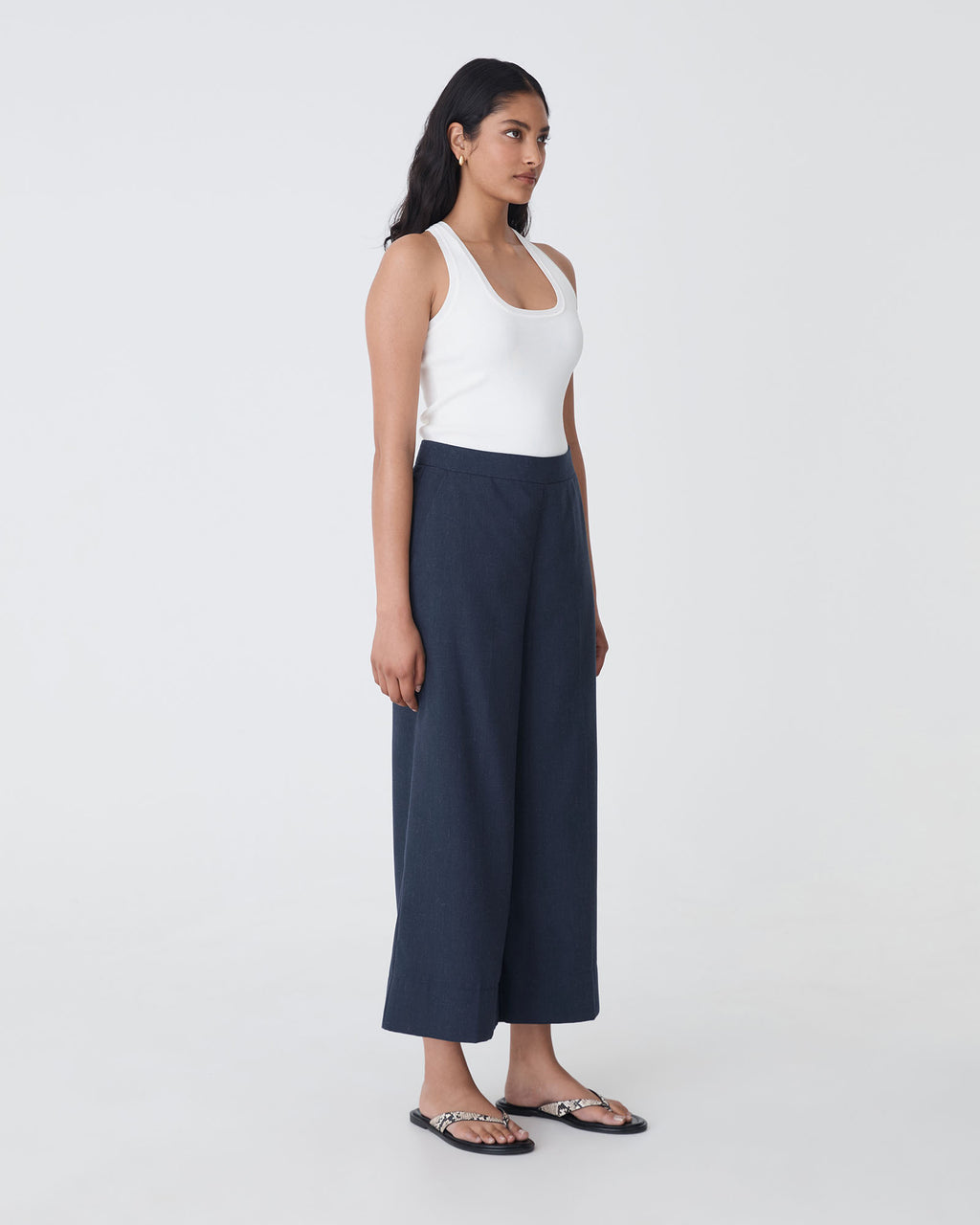 Ralph Wide Leg Culottes in navy — side view