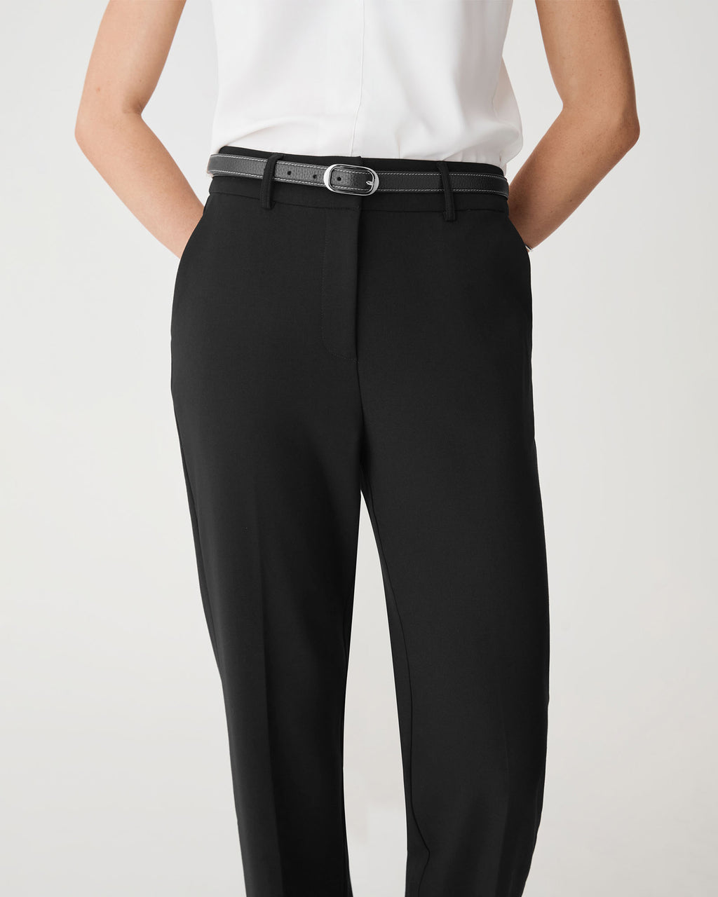 Merid Tailored Pants in black — fabric detail