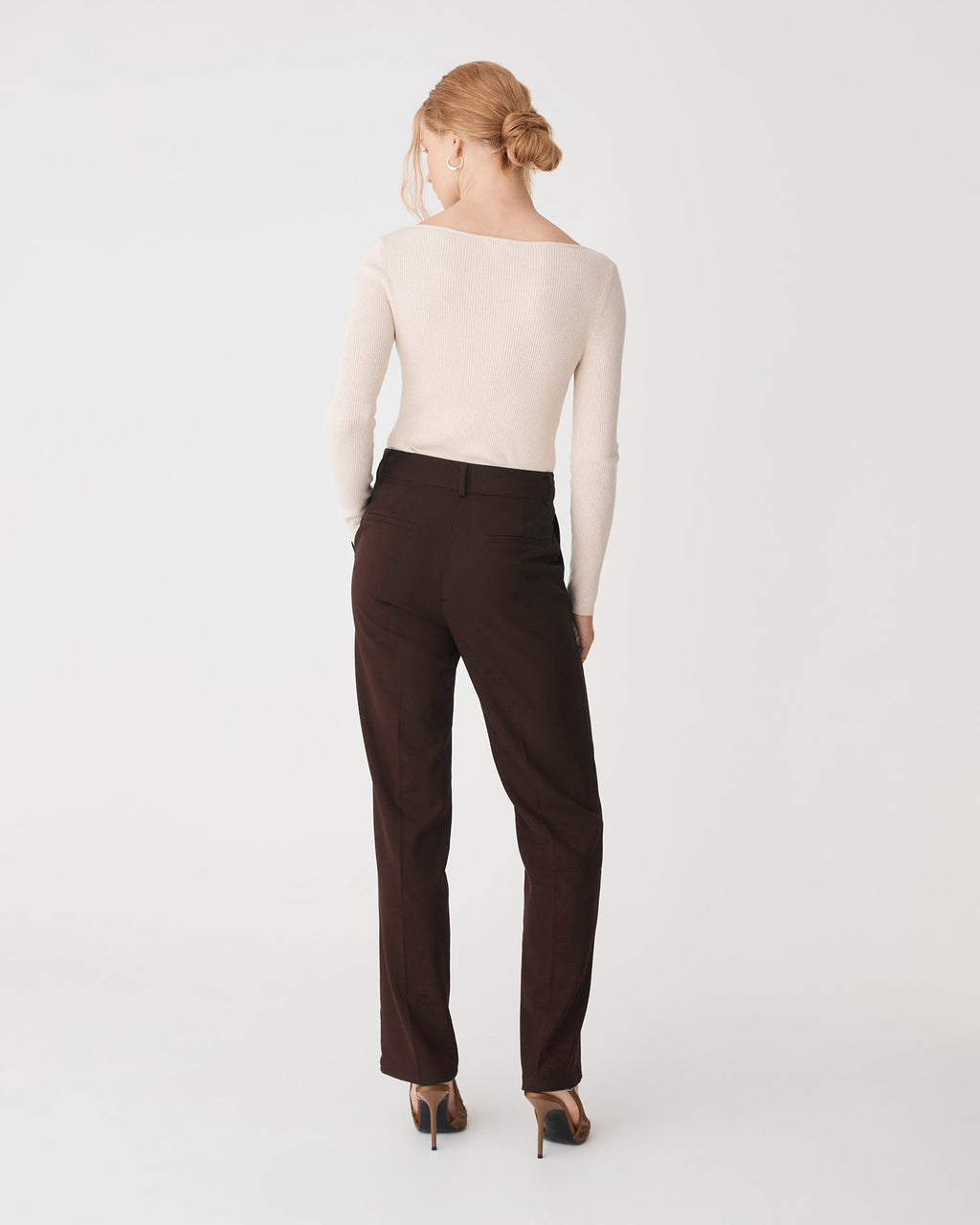 Merid Tailored Pants in espresso — back view