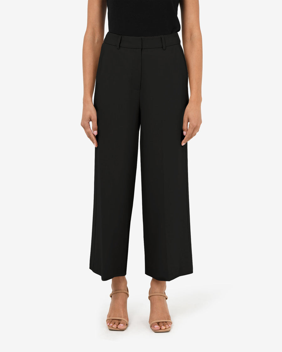 Mallory Herringbone Culottes in black — close-up view