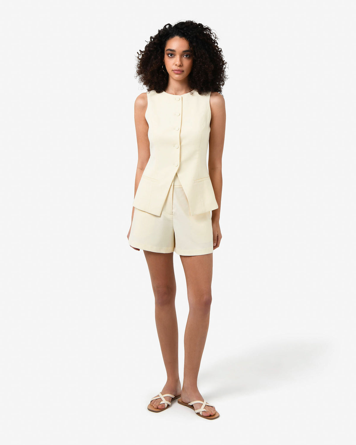 Rylan High Waist Short in butter — full-length view