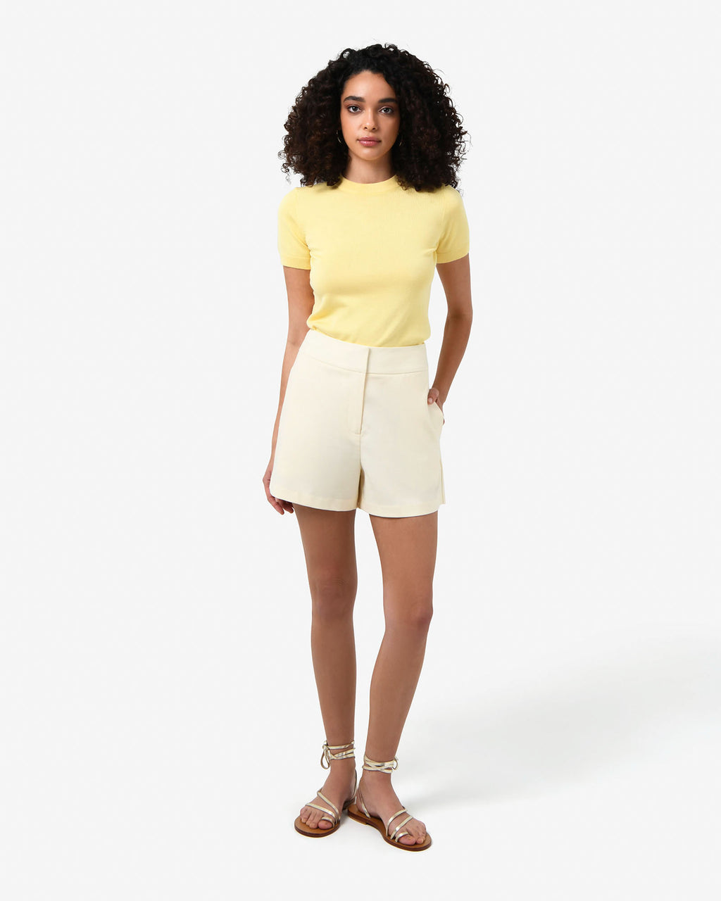 Rylan High Waist Short in butter — full-length view 2