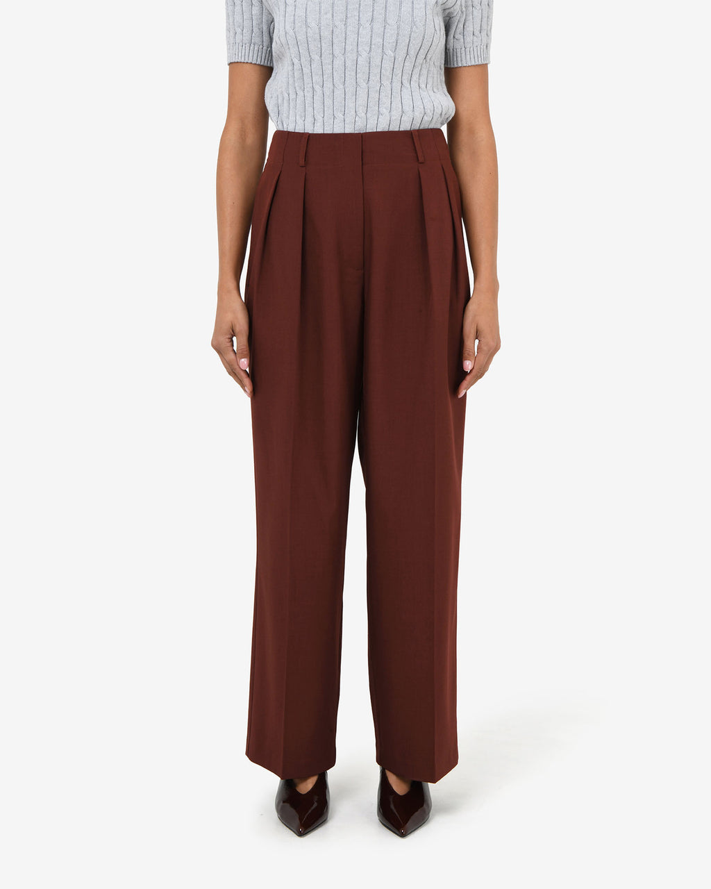Abel Adjustable Waist Pants in clay — close-up view