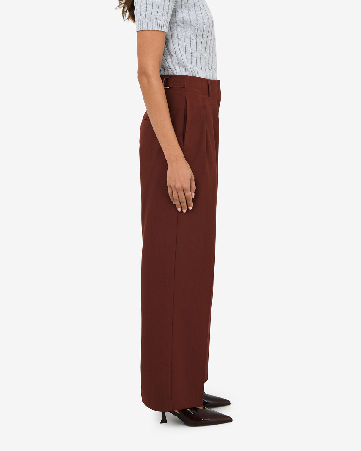 Abel Adjustable Waist Pants in clay — side view 2
