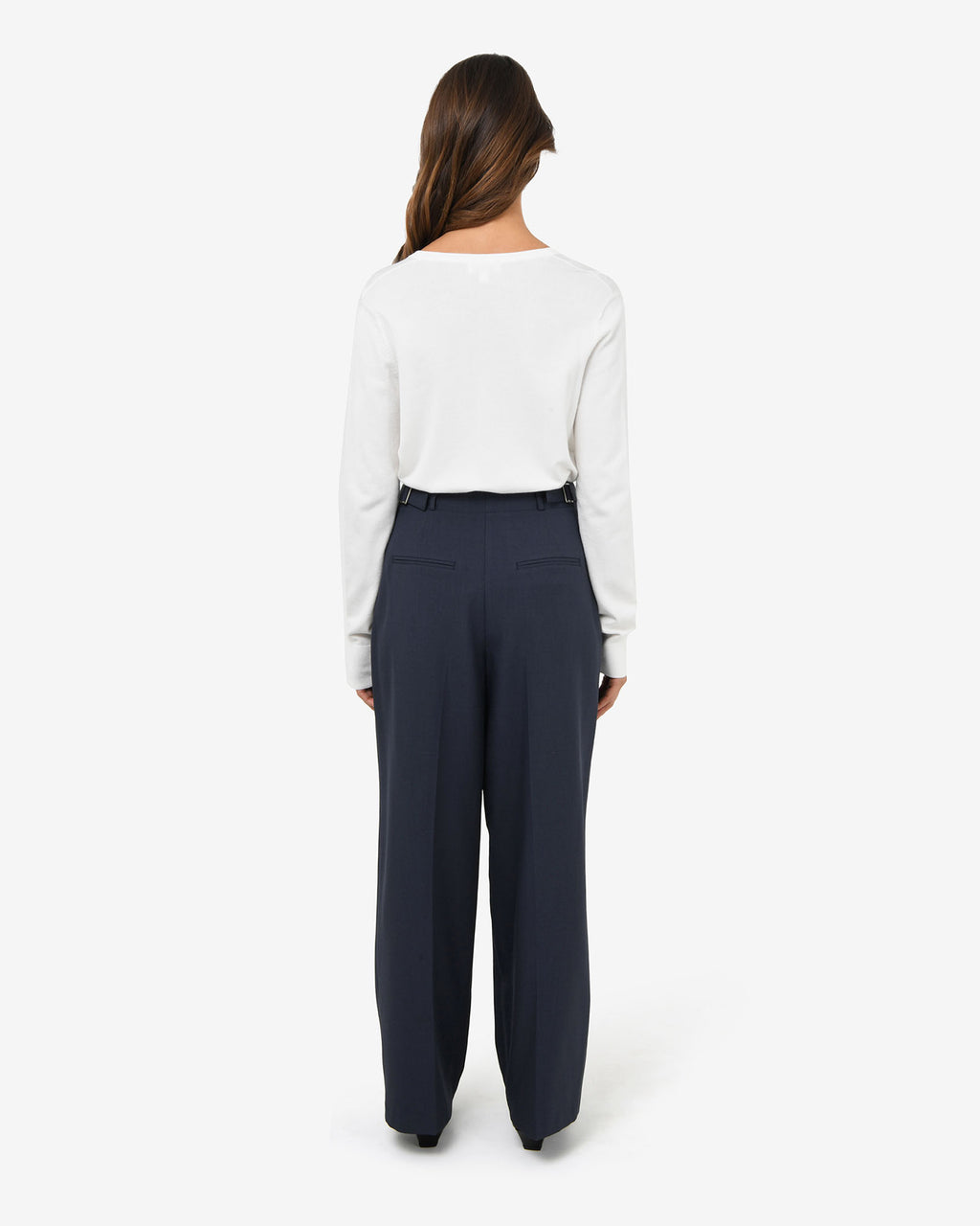 Abel Adjustable Waist Pants in navy — back view