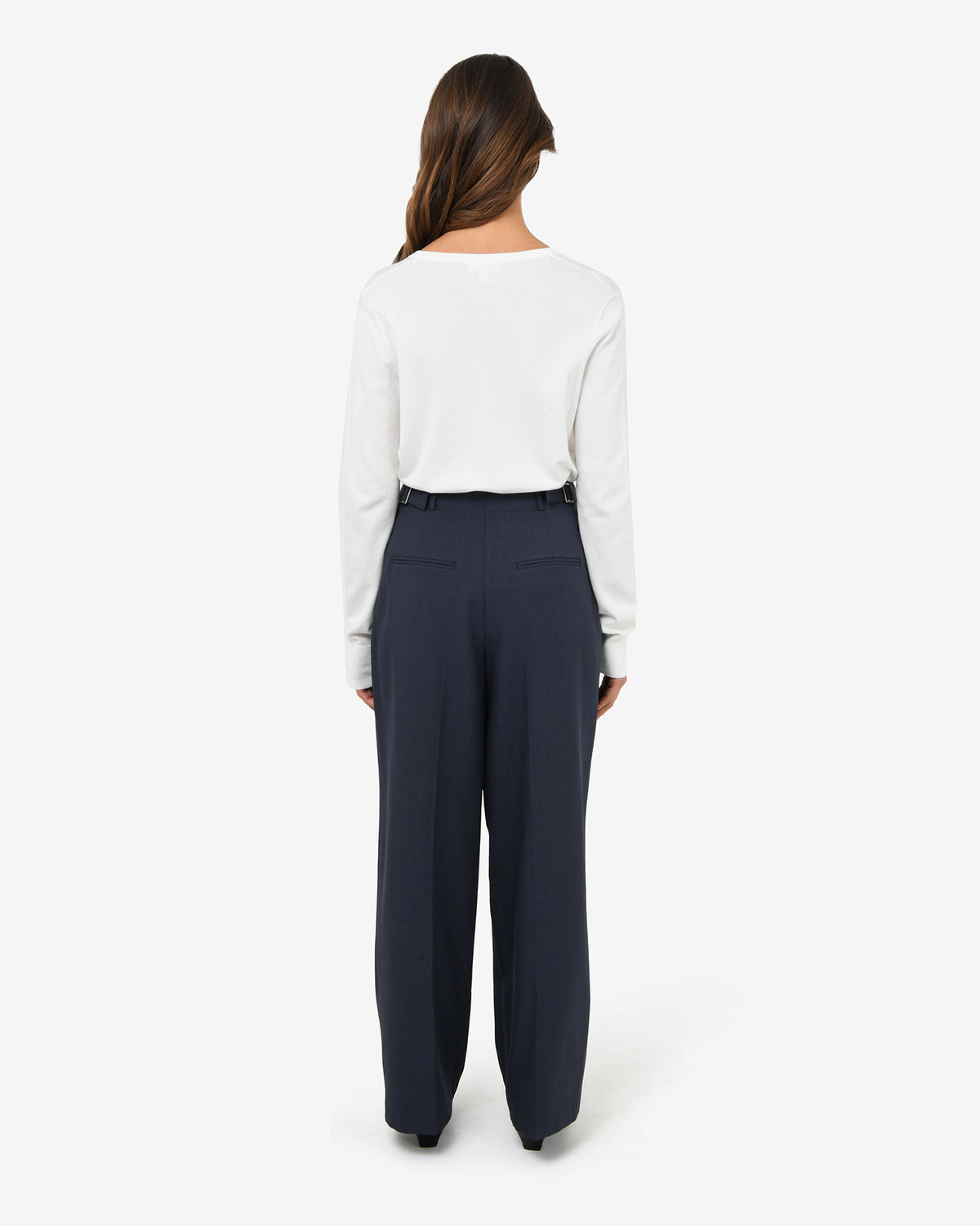 Abel Adjustable Waist Pants in navy — back view