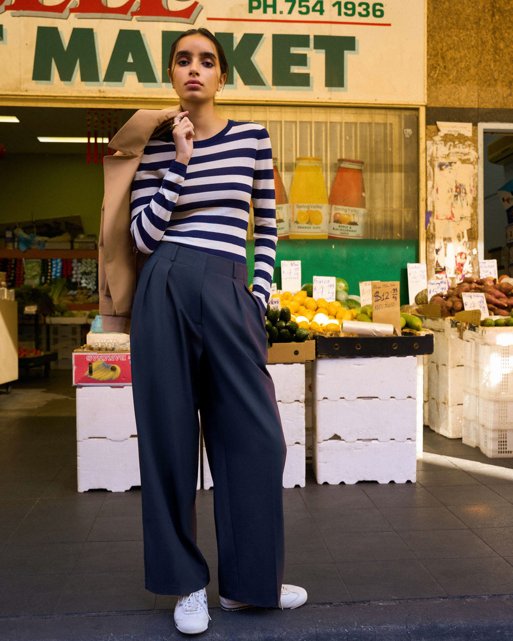Abel Adjustable Waist Pants in navy — alternate view