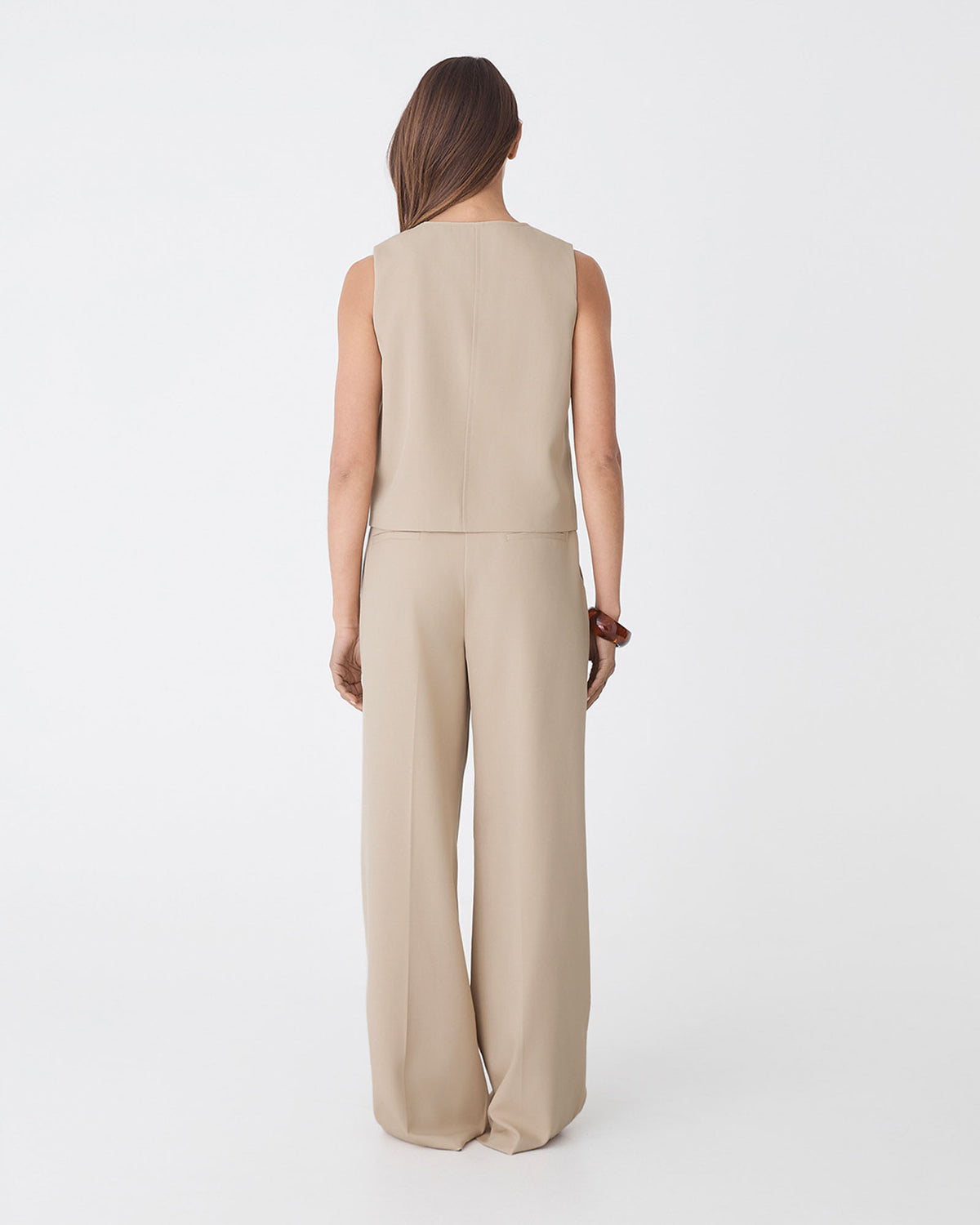 Abel Straight Leg Pants in oat — back view