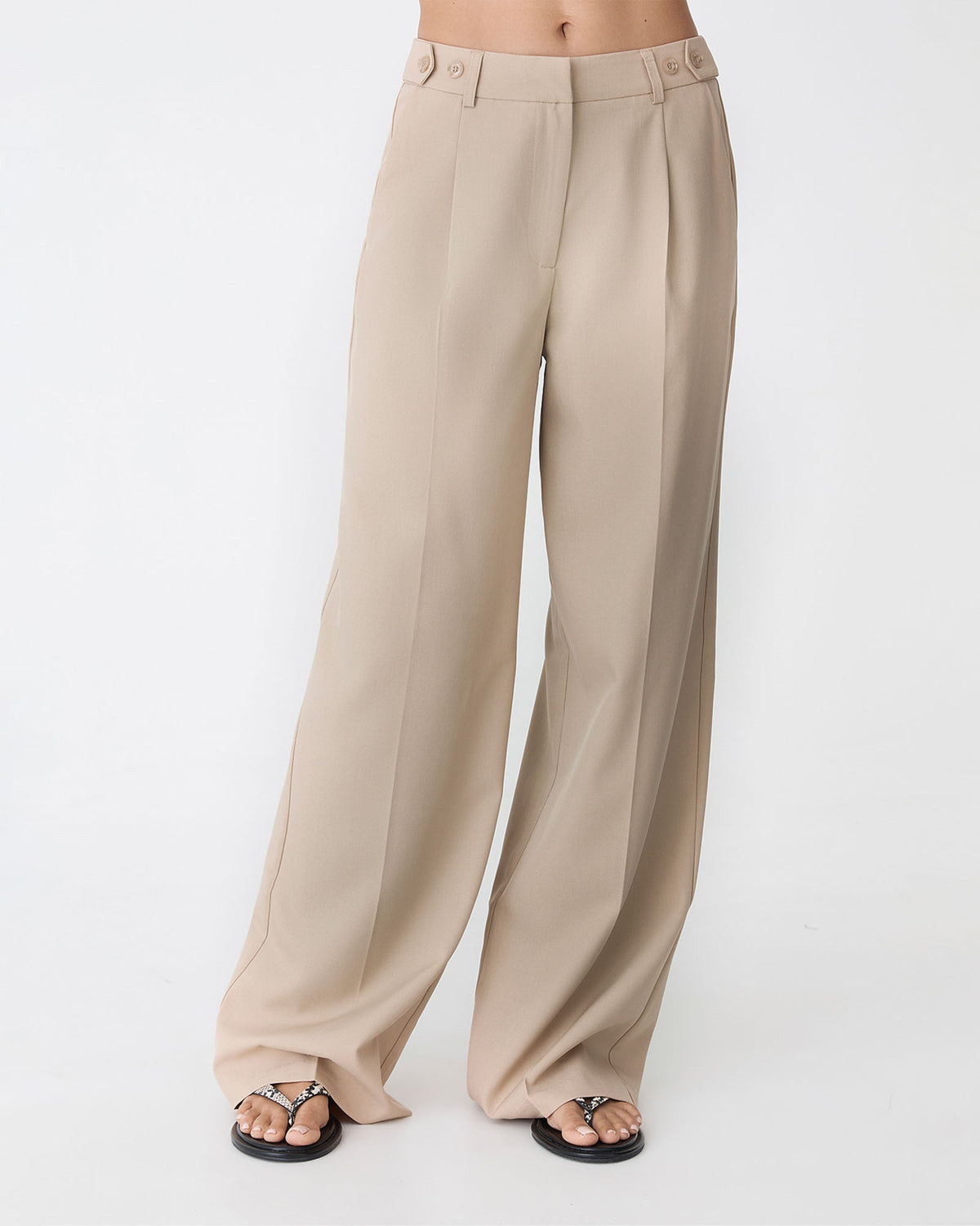 Abel Straight Leg Pants in oat — close-up view