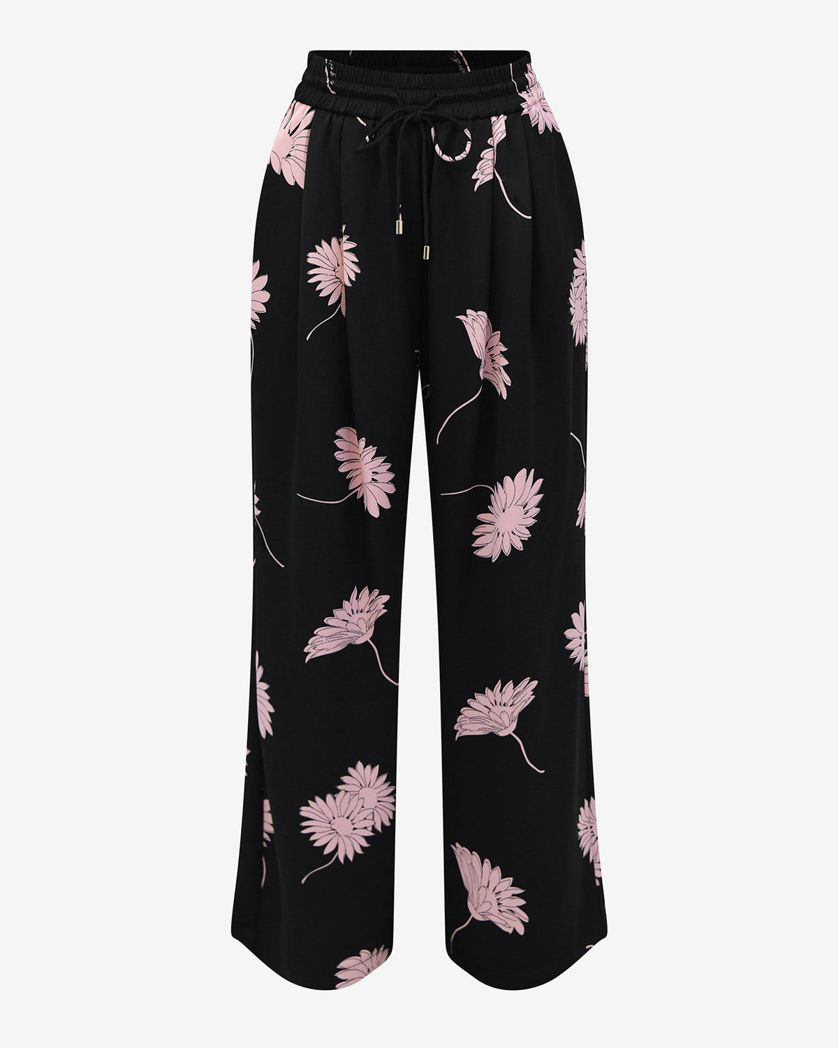 Felicia Satin Elastic pants in black pink — product-only view