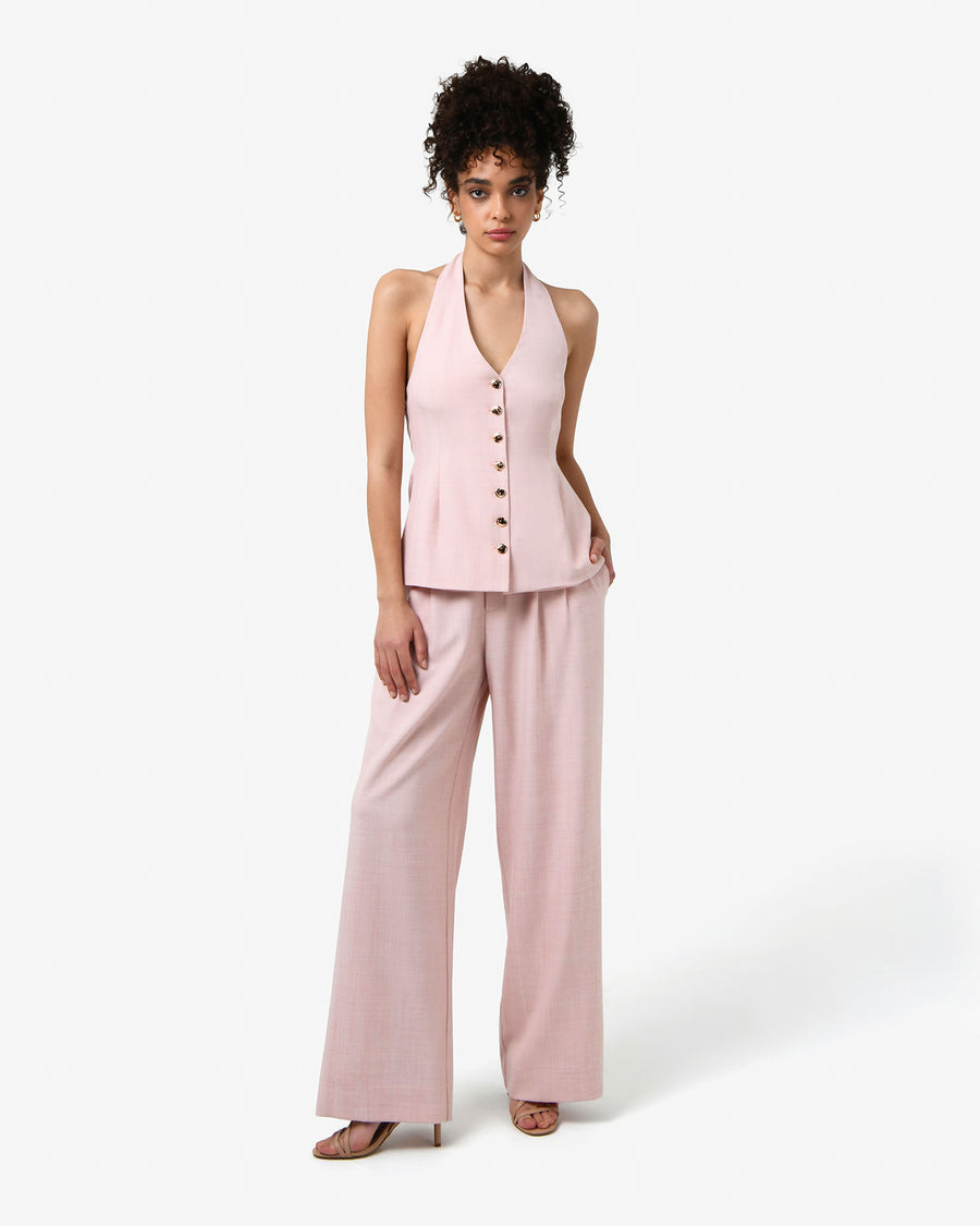Lola Lurex Blend Wide Leg Pants in pink — full-length view